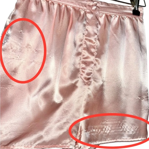 Vintage Pajamas 2 Piece Set Pink Satin Top Shorts Size Medium - Picture 2 of 9